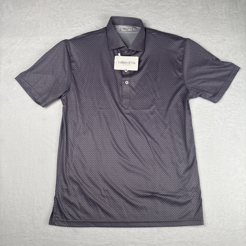 Collars and Co NWT Semi-Spread Collar Polo Crest Point Grey And Pink - Size M - Picture 2 of 7